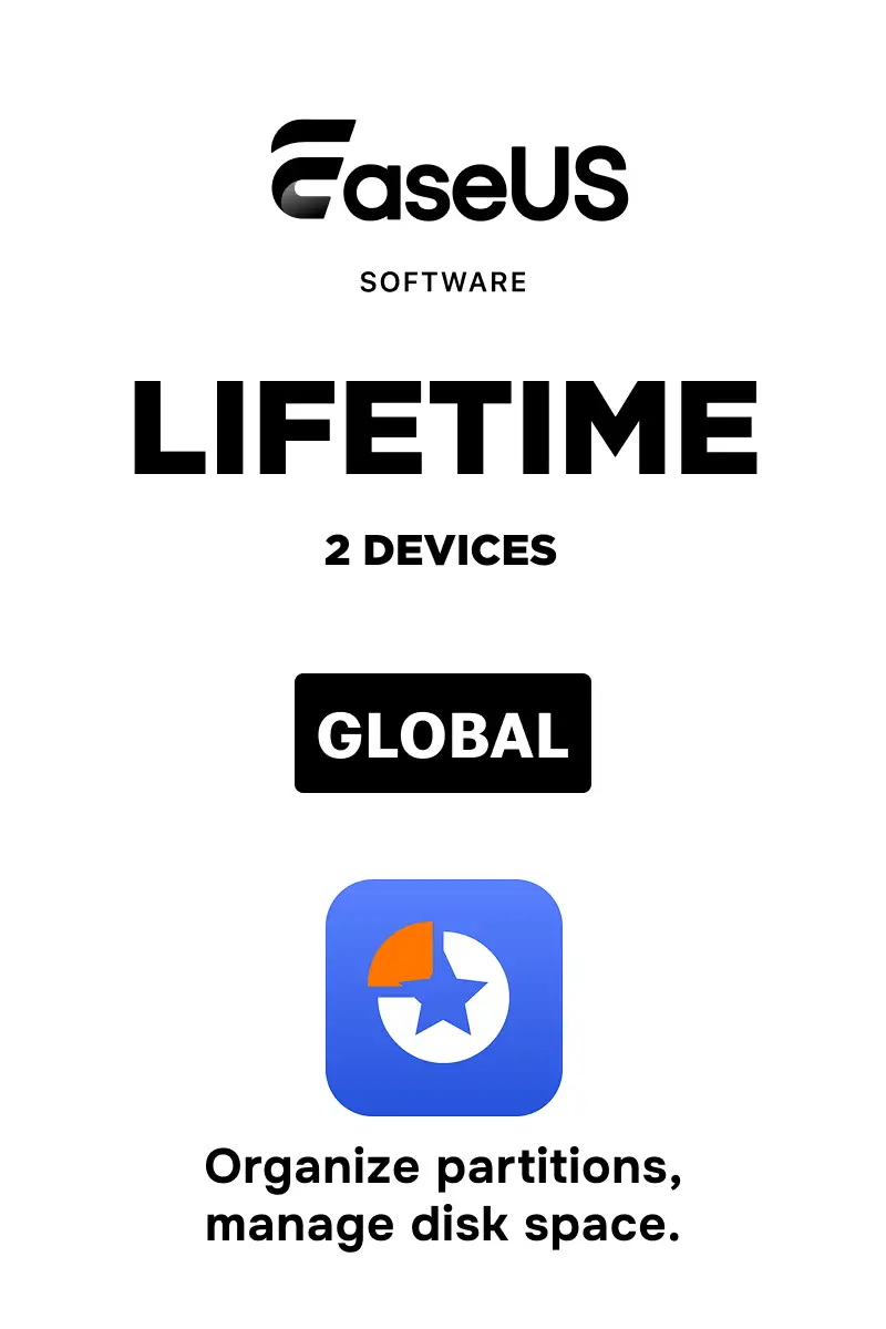 EaseUS Partition Master Professional (Global) - 2 Devices Lifetime License - Digital Key