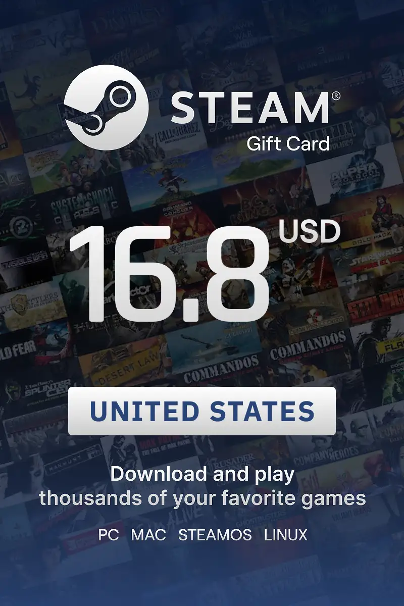 Steam Wallet 16.8 USD Gift Card (United States) - Digital Key