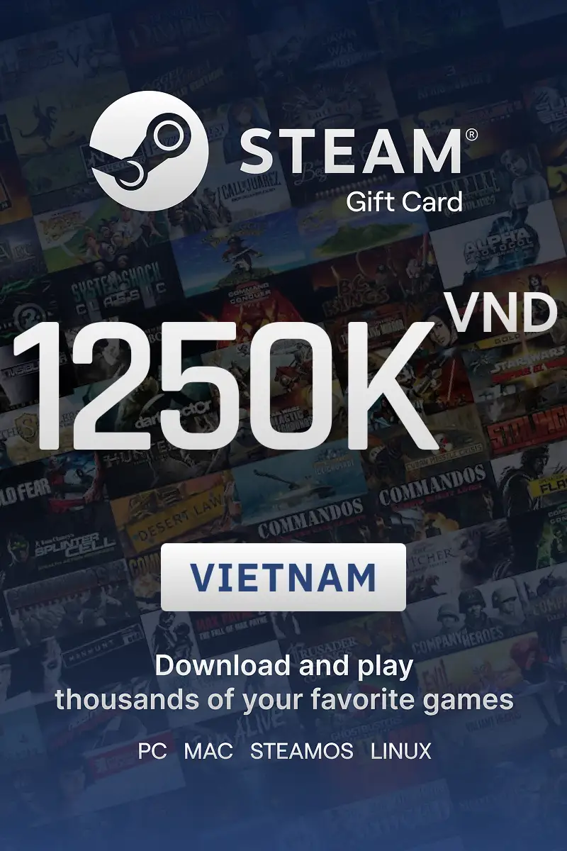 Steam Wallet 1250000 VND Gift Card (Vietnam) - Digital Key
