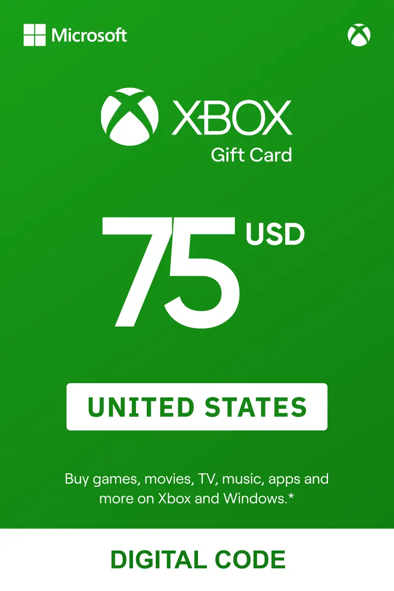 Xbox 75 USD Gift Card (United States) - Digital Key