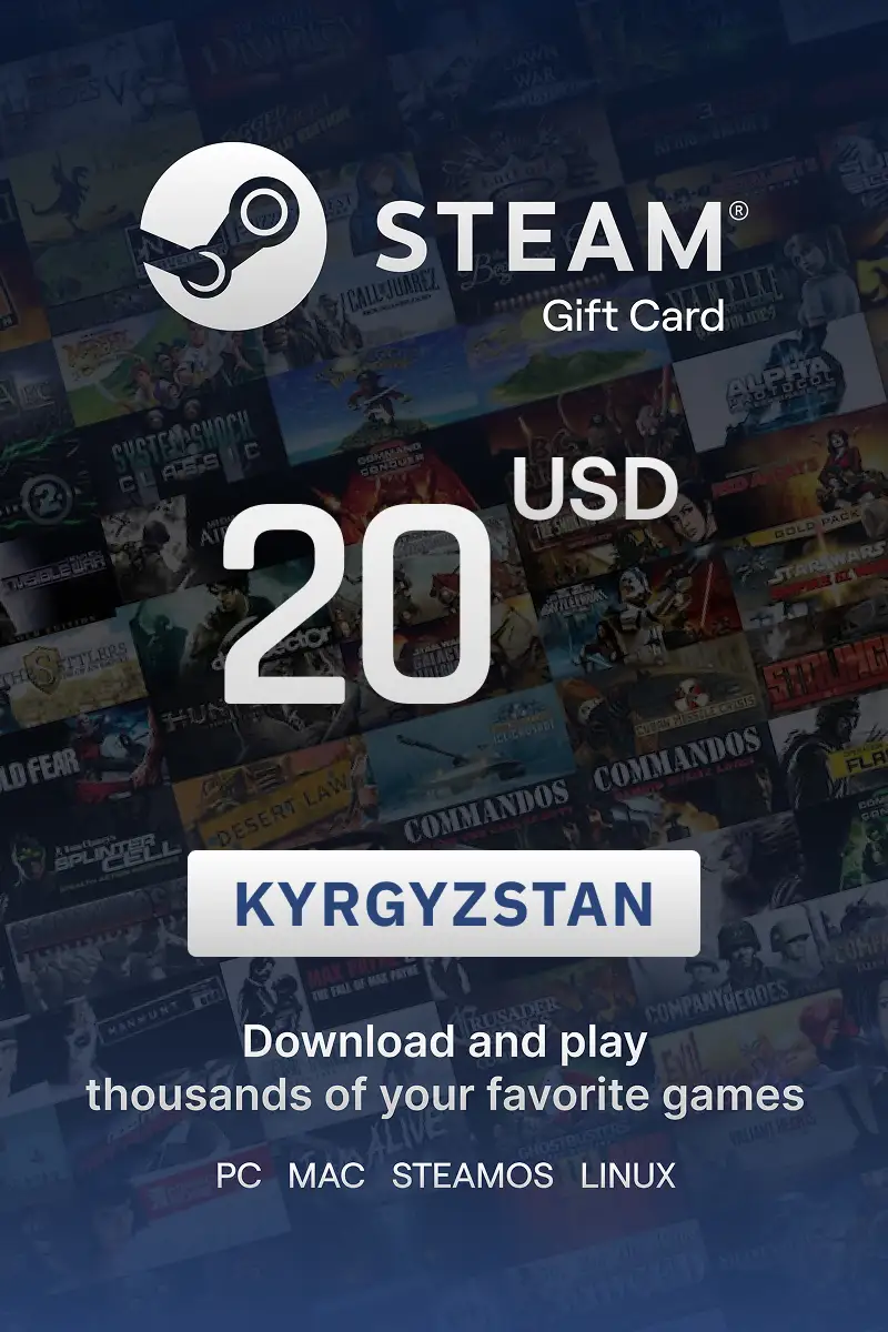 Steam Wallet 20 USD Gift Card (Kyrgyzstan) - Digital Key