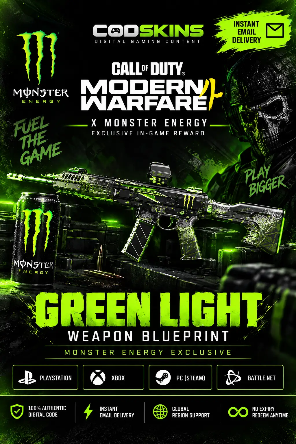 Call of Duty - Modern Warfare 4 Monster Energy Weapon Blueprint Green Light DLC (Global) (PC / PS4 / PS5 / Xbox One / Xbox Series X|S) - Official Website - Digital Key