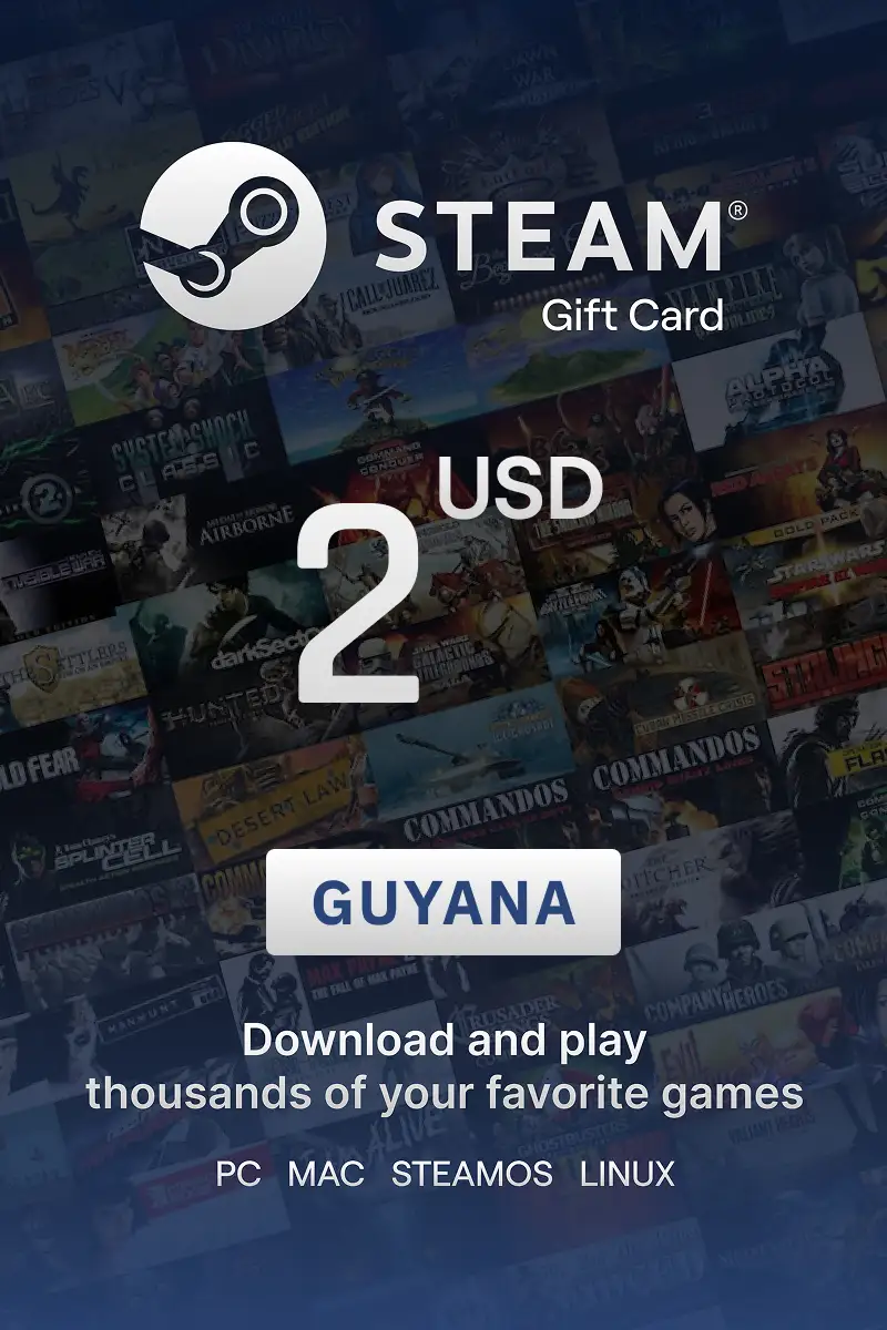 Steam Wallet 2 USD Gift Card (Guyana) - Digital Key