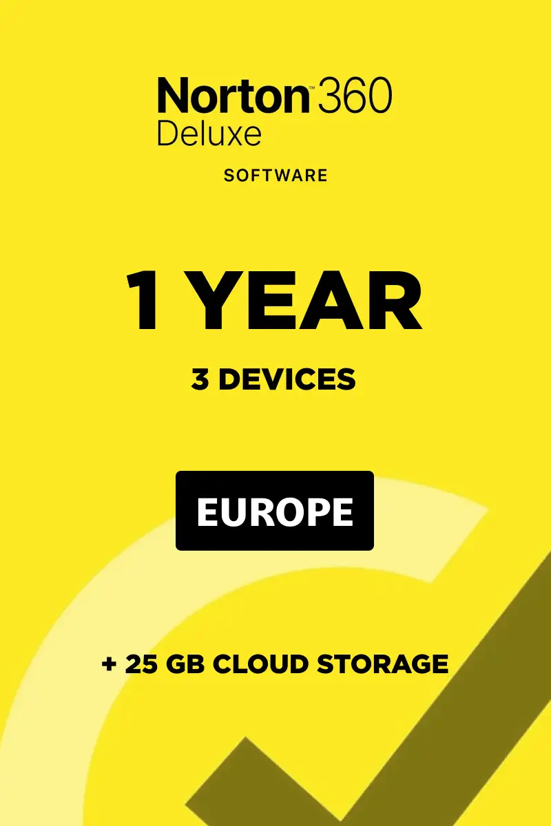 Norton 360 Deluxe (Europe) 3 Devices 1 Year + 25 GB Cloud Storage - Digital Key