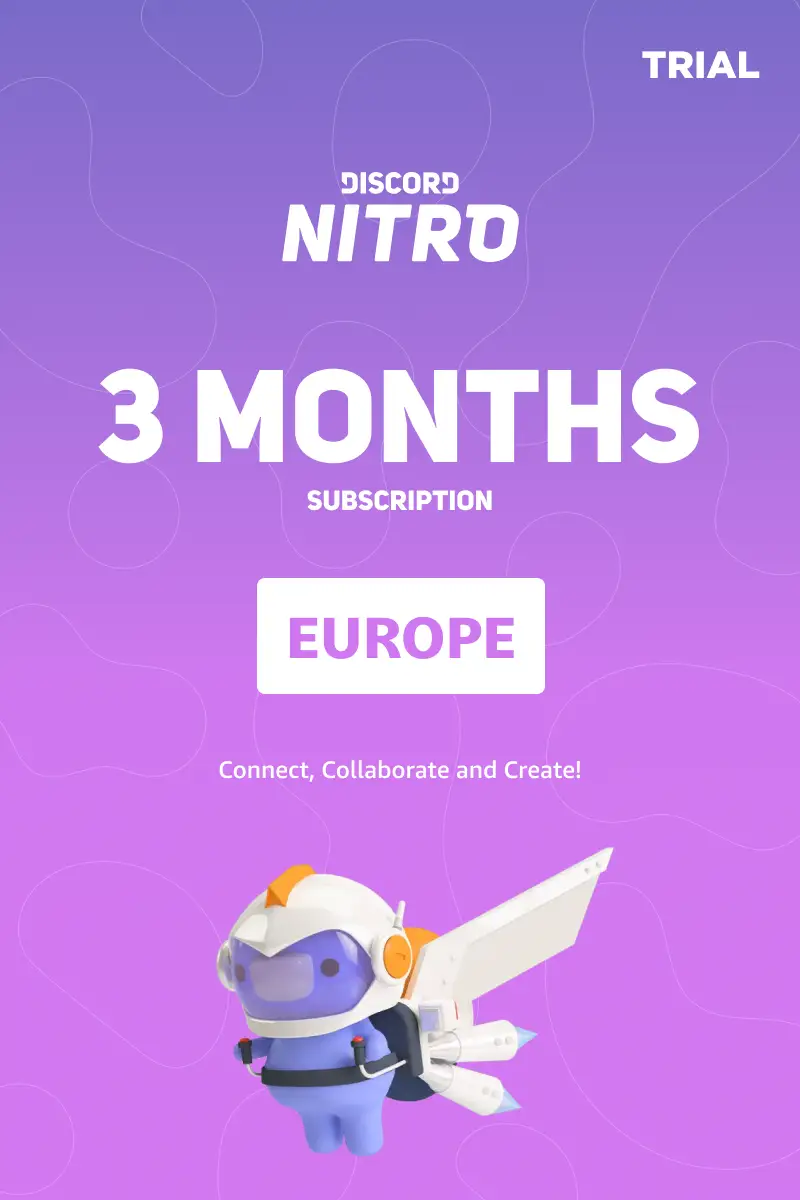 Discord Nitro 3 Months Trial Subscription (Europe) - Digital Key