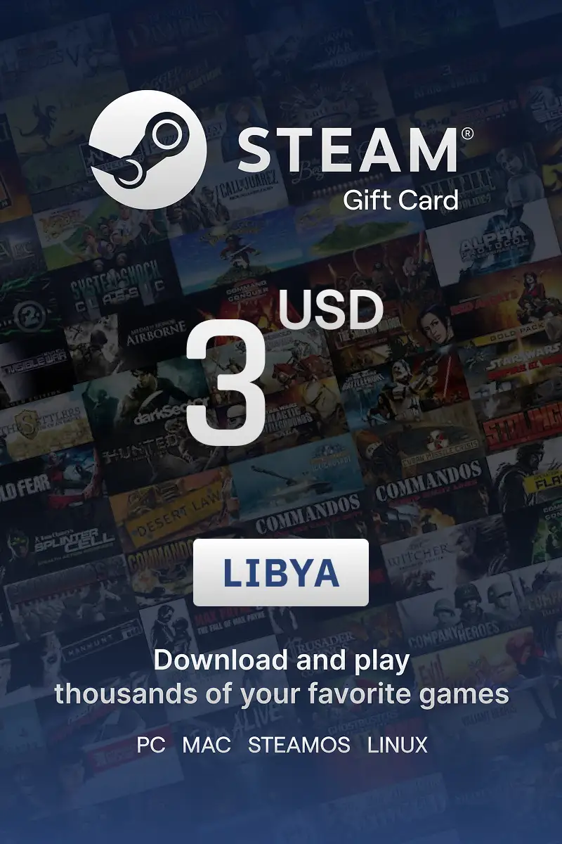 Steam Wallet 3 USD Gift Card (Libya) - Digital Key