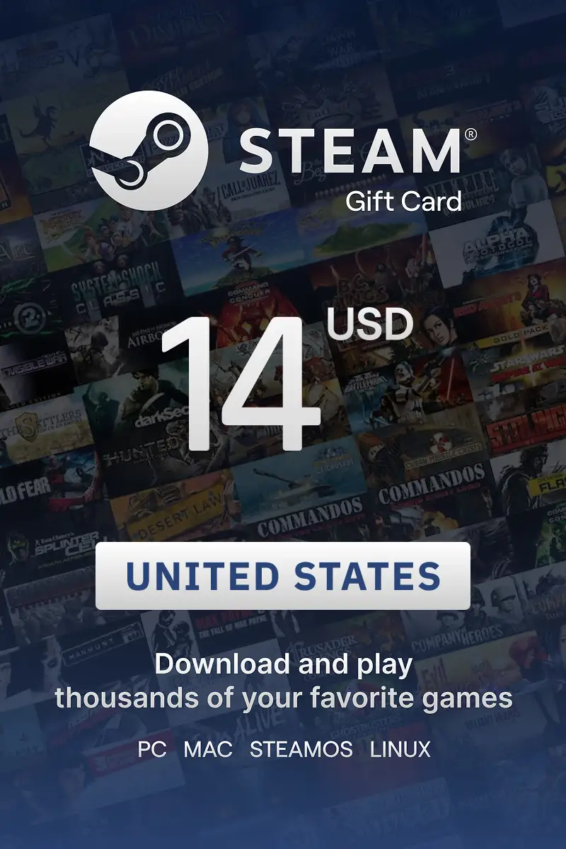 Steam Wallet 14 USD Gift Card (United States) - Digital Key