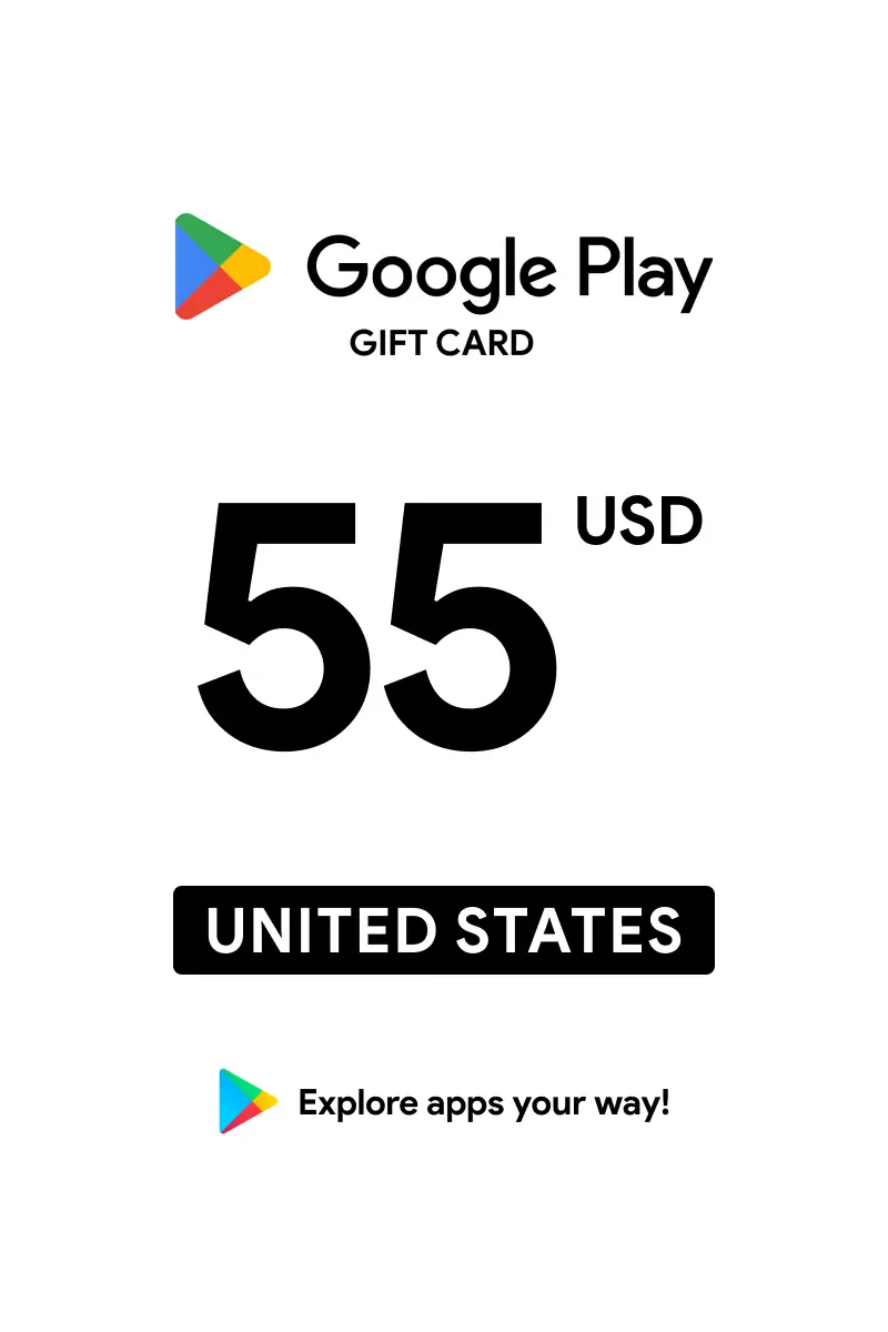 Google Play 55 USD Gift Card (United States) - Digital Key