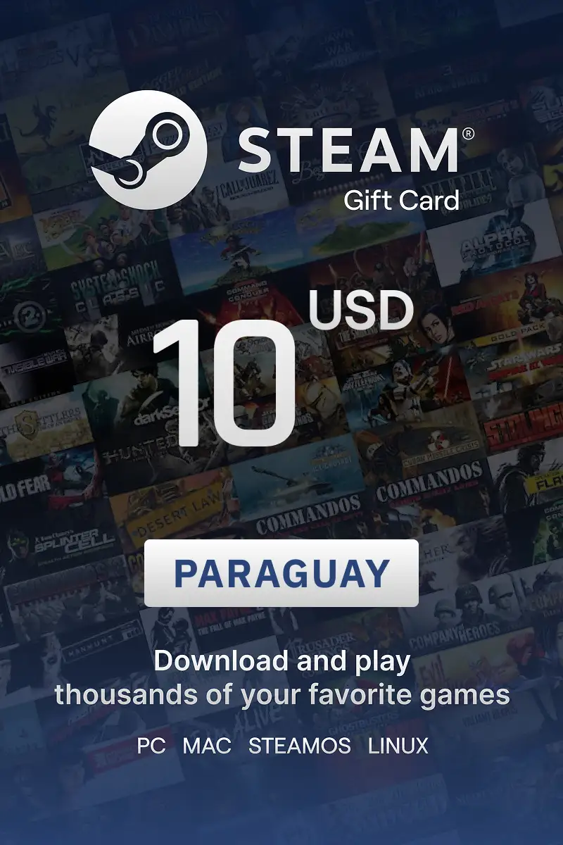 Steam Wallet 10 USD Gift Card (Paraguay) - Digital Key