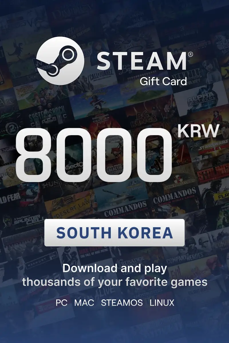 Steam Wallet 8000 KRW Gift Card (South Korea) - Digital Key