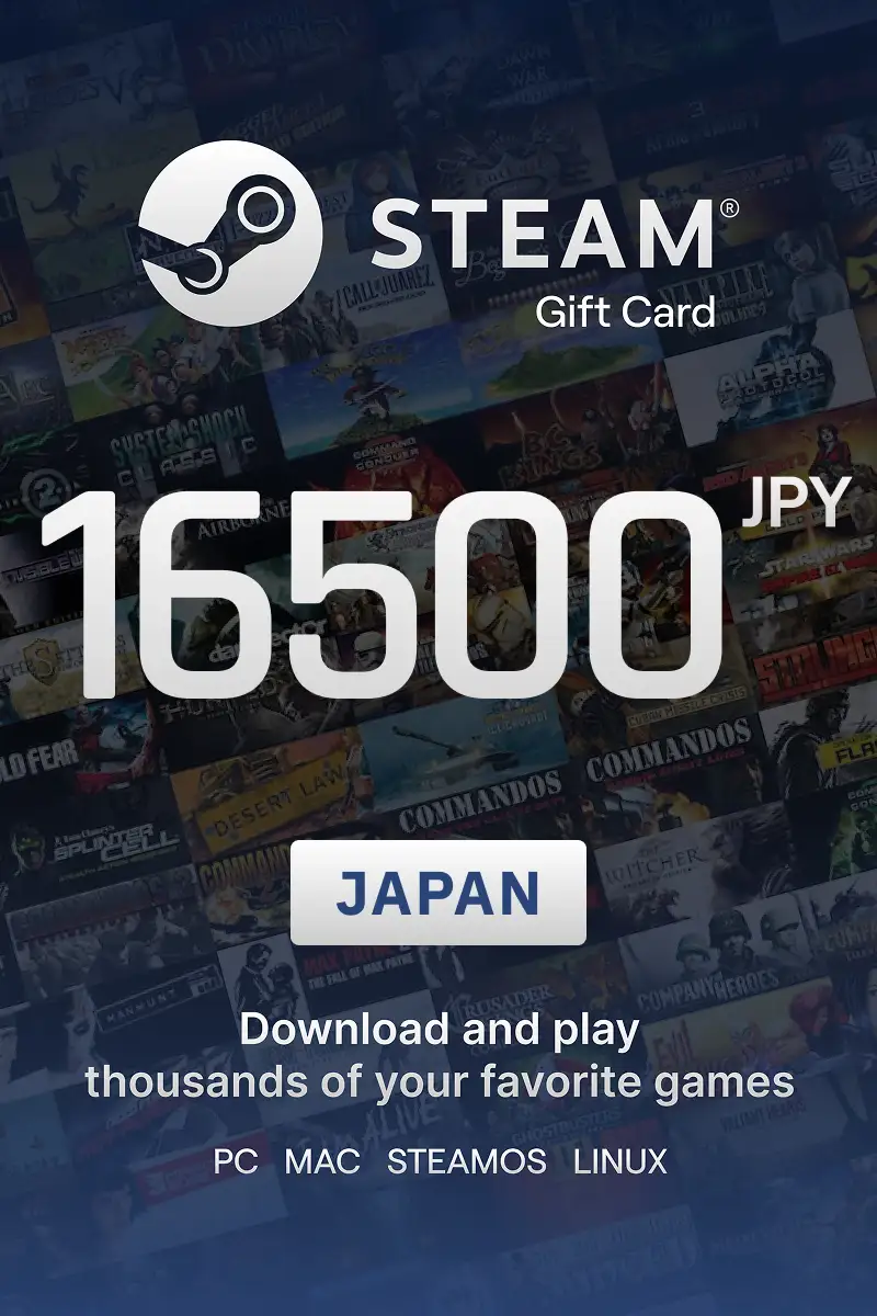 Steam Wallet 16500 JPY Gift Card (Japan) - Digital Key