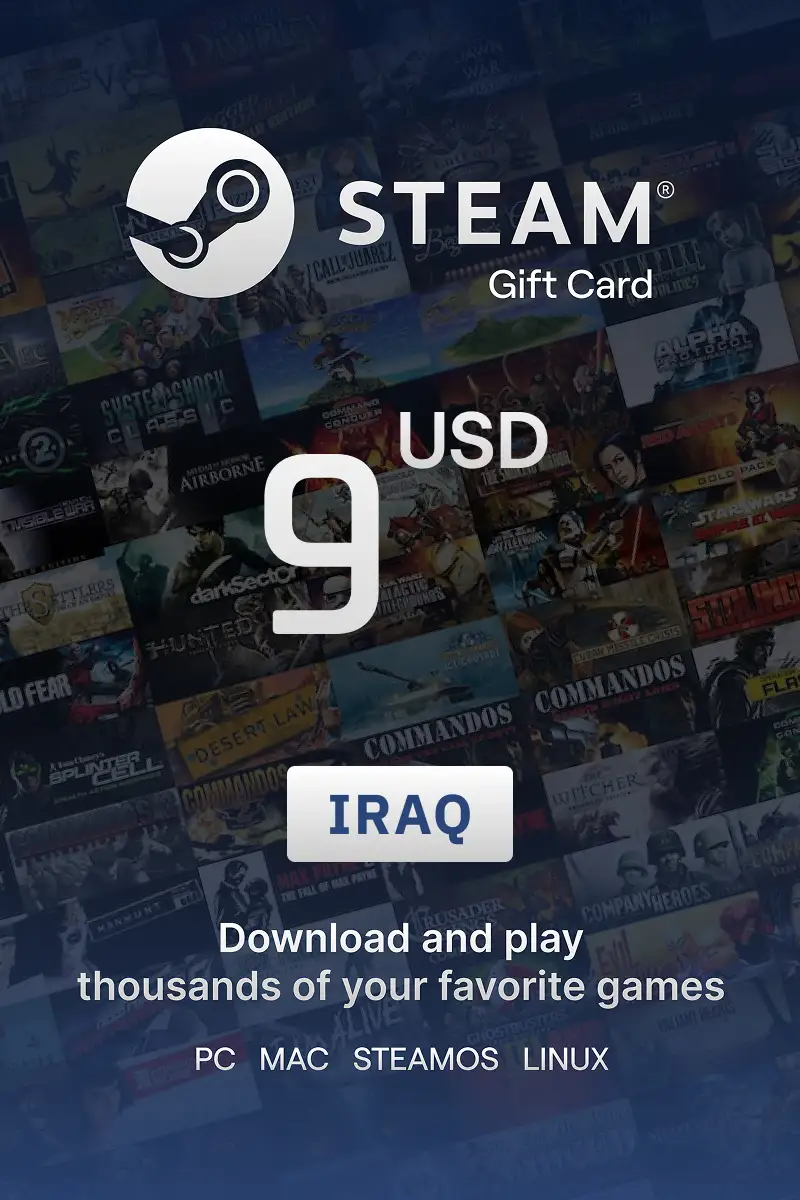 Steam Wallet 9 USD Gift card (Iraq) - Digital Key