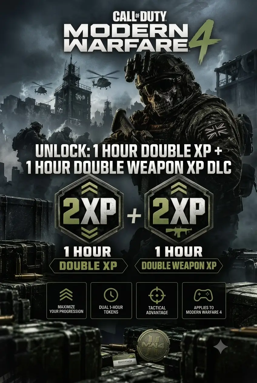 Call of Duty - Modern Warfare 4 - 1 HOUR DOUBLE XP + 1 HOUR DOUBLE WEAPON XP DLC (Global) (PC / PS4 / PS5 / Xbox One / Xbox Series X|S) - Official Website - Digital Key