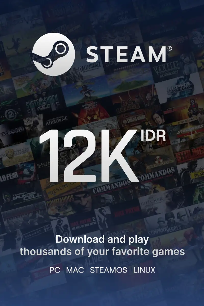 

Steam Wallet Rp12000 IDR Gift Card (ID) - Digital Code