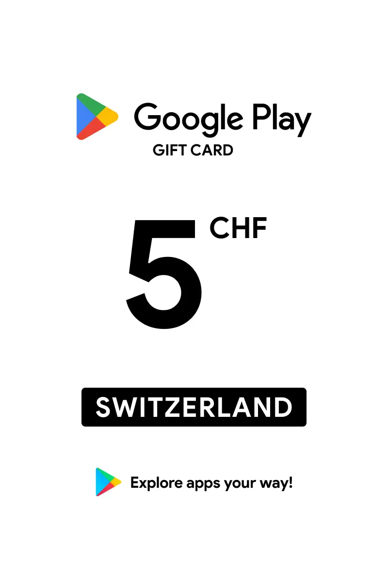 Google Play 5 CHF Gift Card (Switzerland) - Digital Key