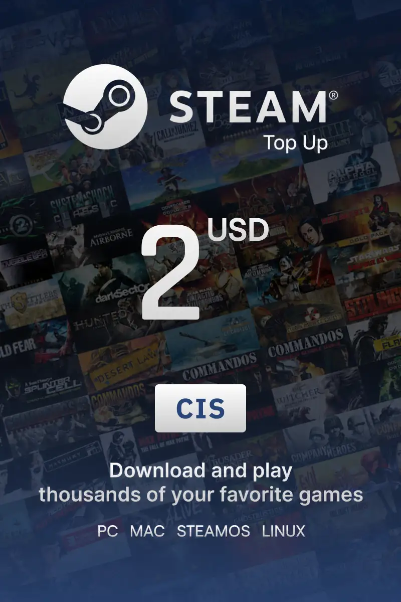 Steam Top Up 2 USD (CIS) - Directopup - Digital Key