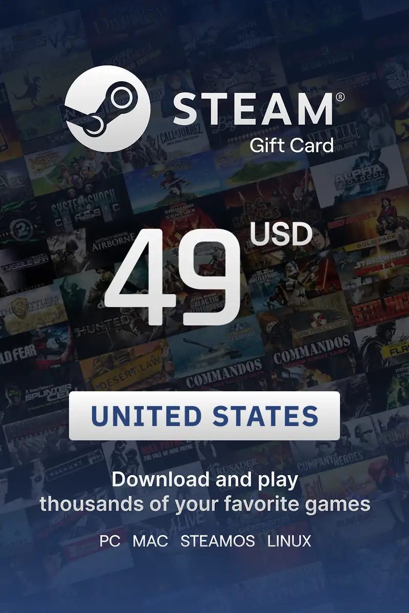 Steam Wallet 49 USD Gift Card (United States) - Digital Key