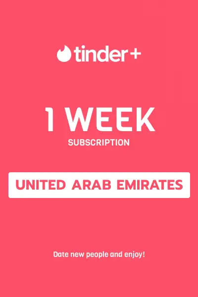 Tinder Plus - 1 Week Subscription (United Arab Emirates) - Digital Key