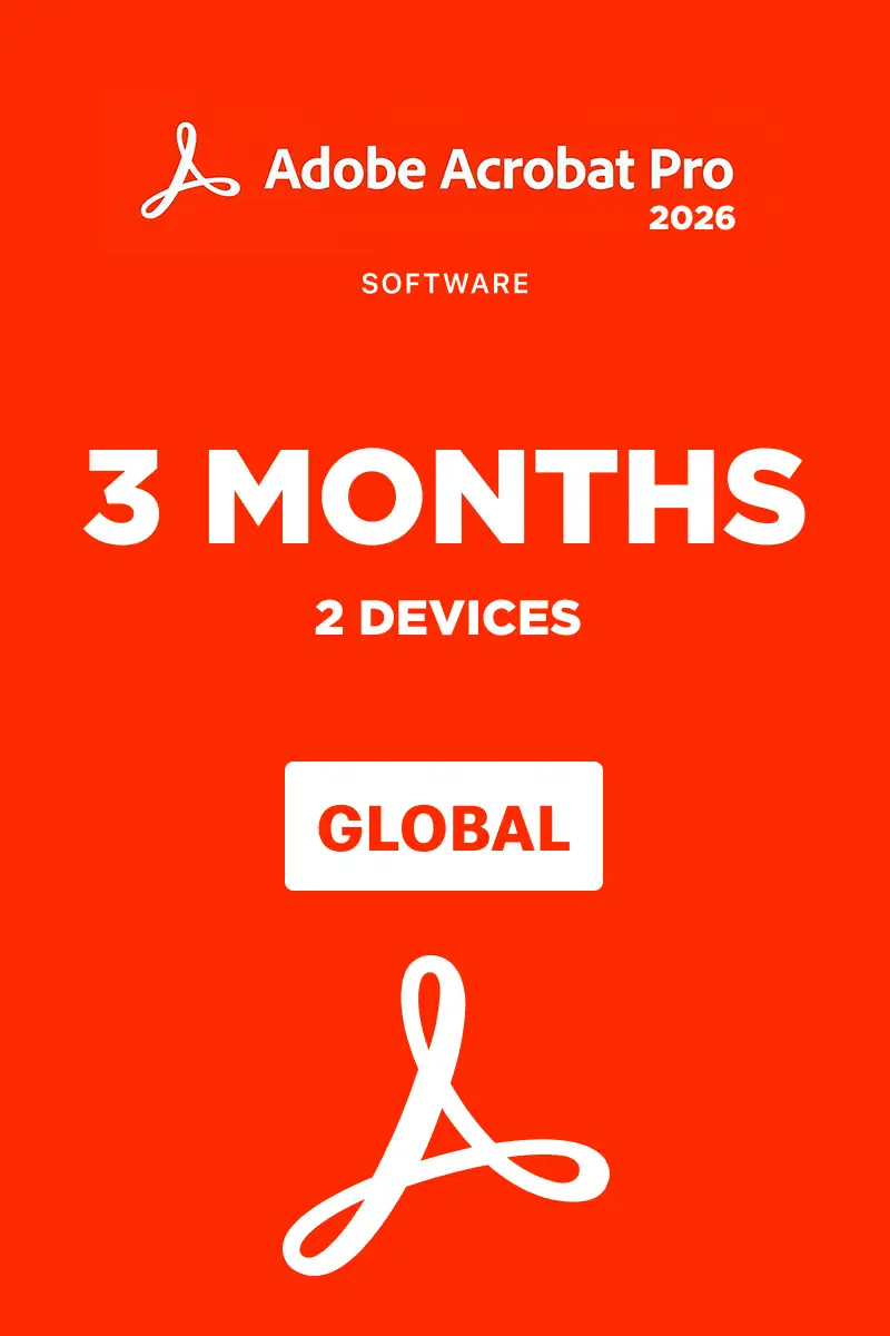 Adobe Acrobat Pro 2026 (Global) (PC / Mac / Android / iOS) 2 Devices 3 Months - Digital Key