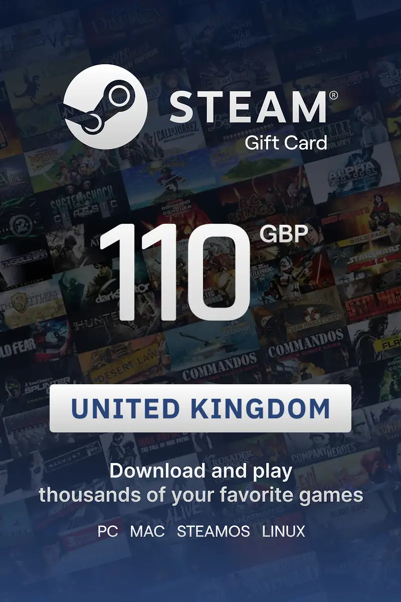 Steam Wallet 110 GBP Gift Card (United Kingdom) - Digital Key