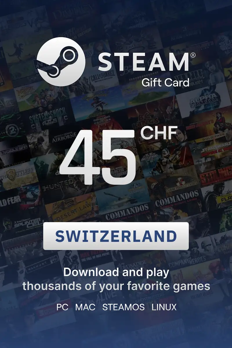 Steam Wallet 45 CHF Gift Card (Switzerland) - Digital key