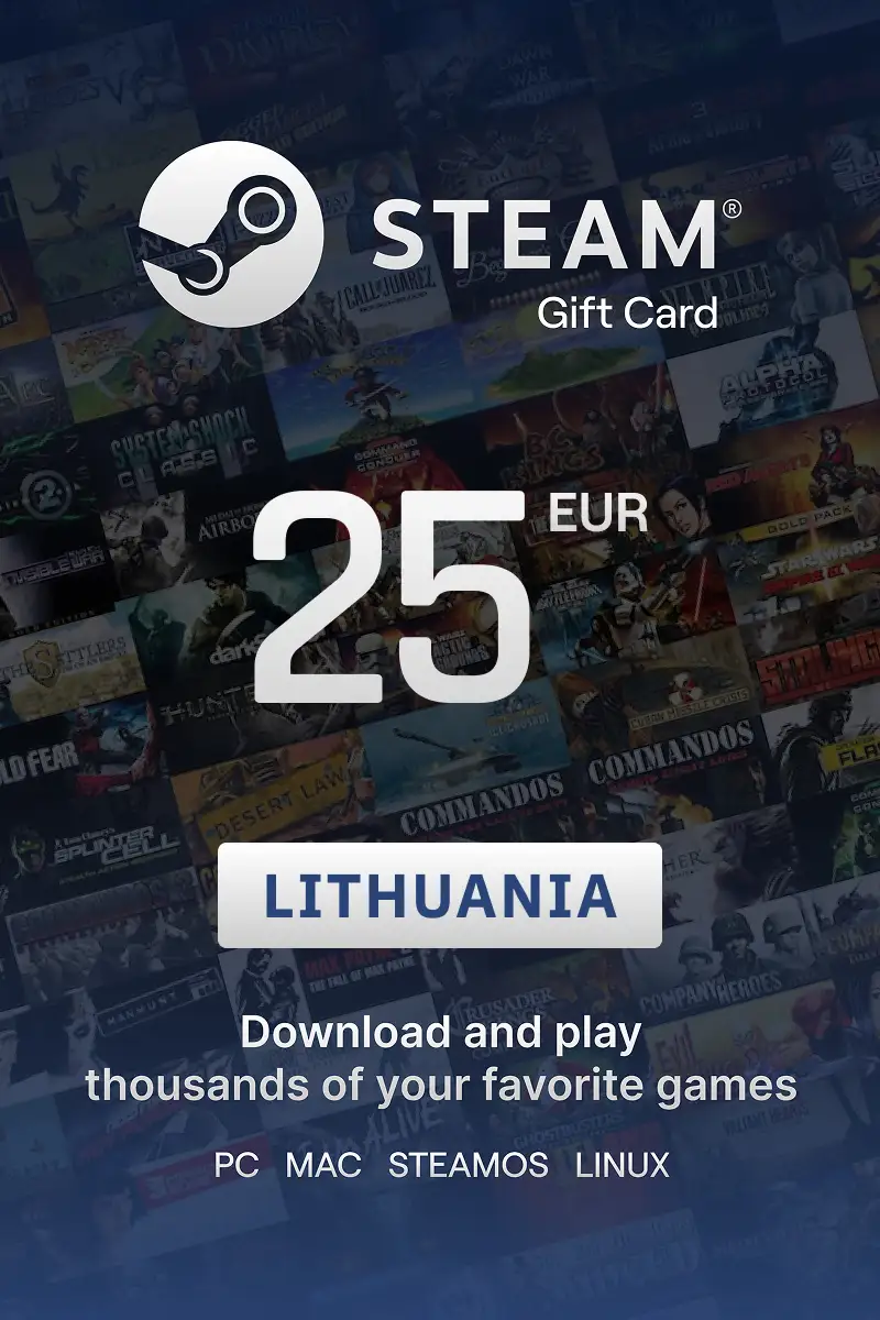 Steam Wallet 25 EUR Gift Card (Lithuania) - Digital Key