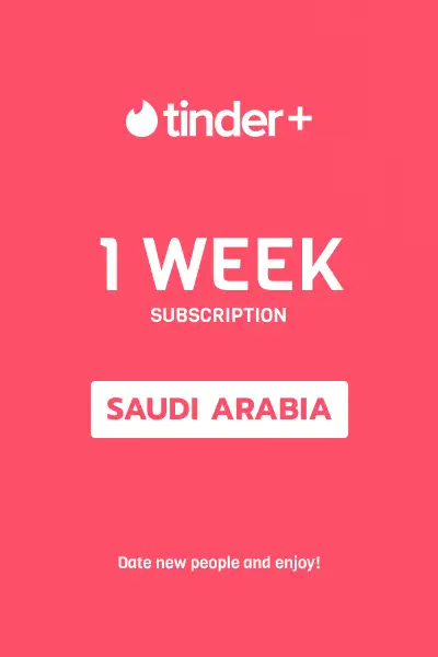 Tinder Plus - 1 Week Subscription (Saudi Arabia) - Digital Key