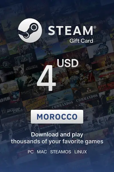 Steam Wallet 4 USD Gift card (Morocco) - Digital Key