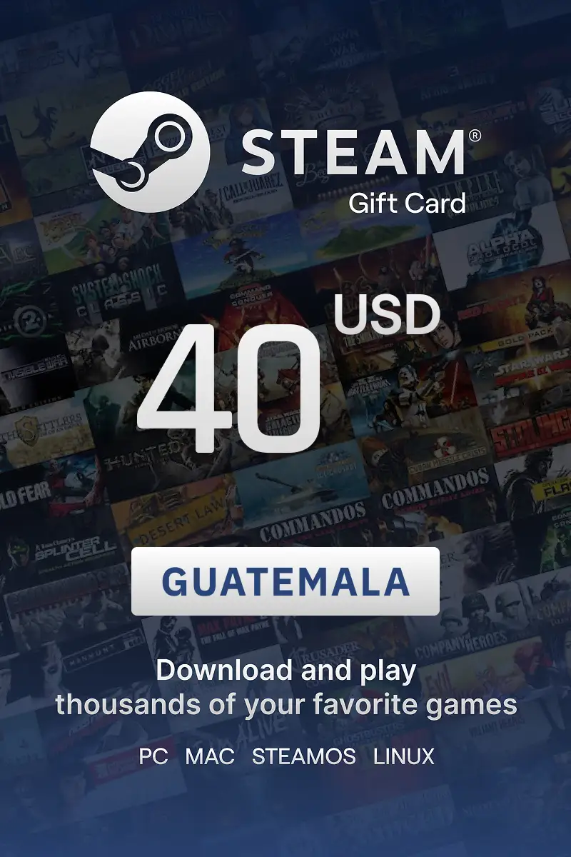Steam Wallet 40 USD Gift Card (Guatemala) - Digital Key