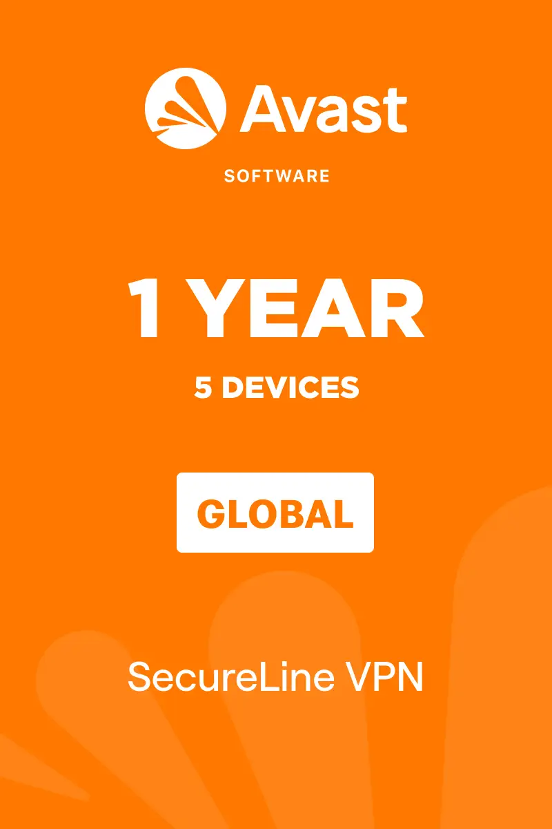 Avast SecureLine VPN (Global) - 5 Devices 1 Year - Digital Key