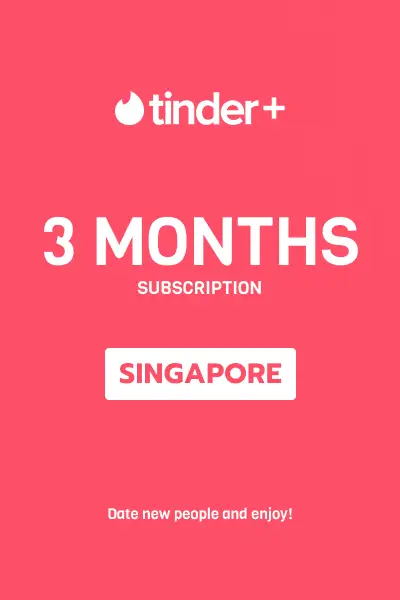 Tinder Plus - 3 Months Subscription (Singapore) - Digital Key