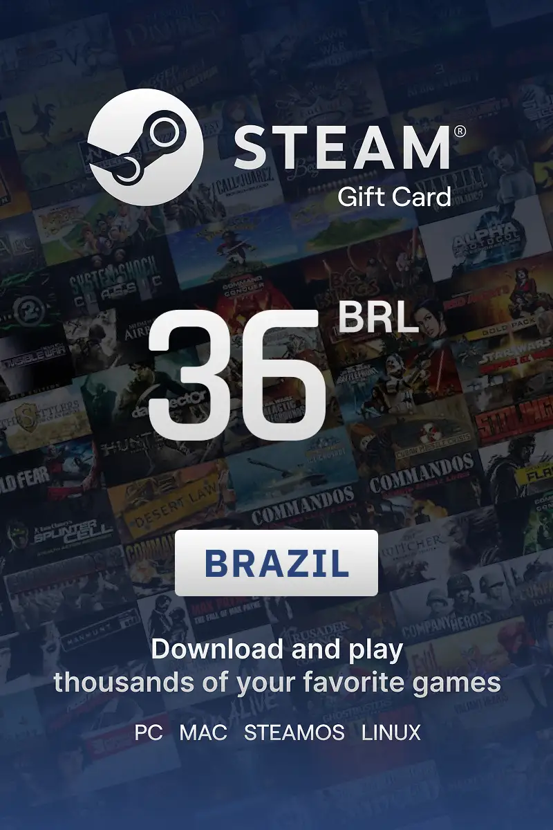 Steam Wallet 36 BRL Gift Card (Brazil) - Digital Key