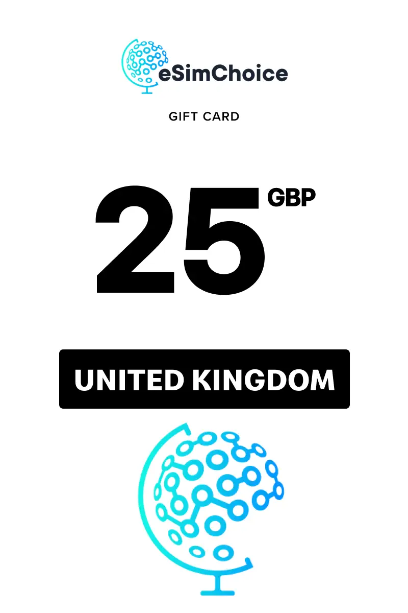 eSimChoice 25 GBP Gift Card (United Kingdom) - Digital Key