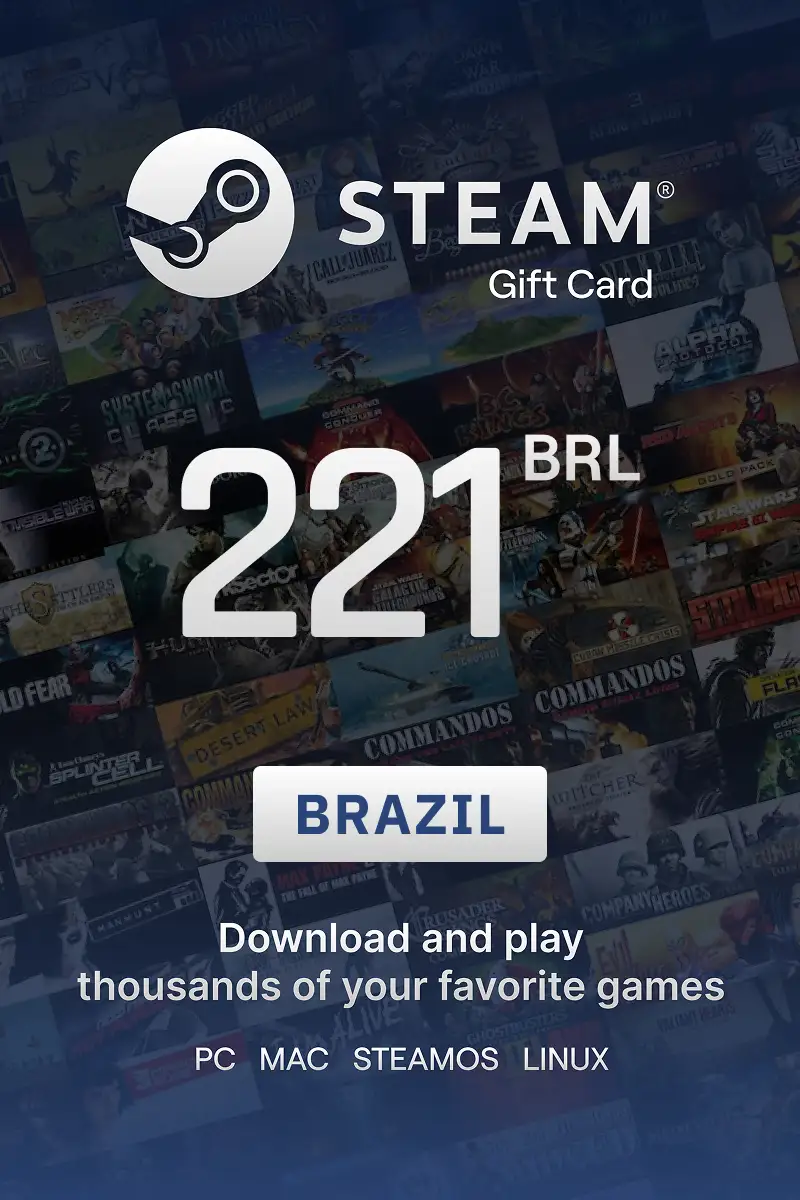 Steam Wallet 221 BRL Gift Card (Brazil) - Digital Key
