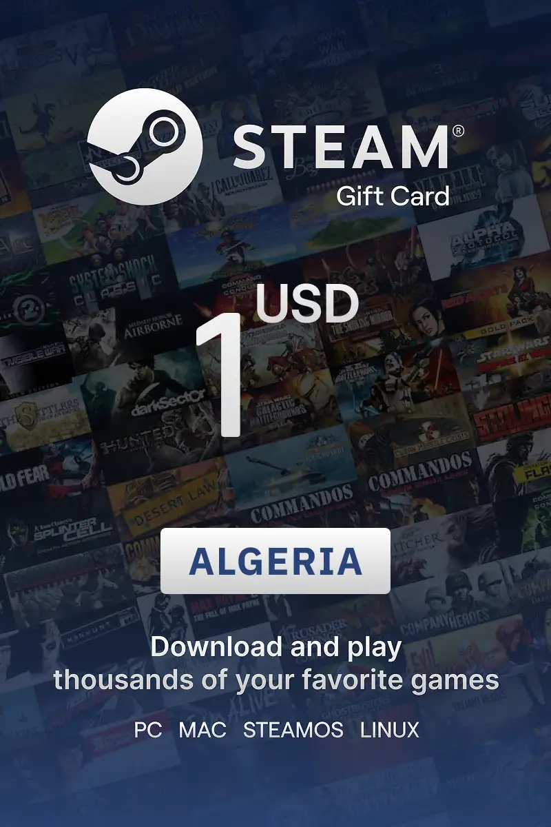 Steam Wallet 1 USD Gift Card (Algeria) - Digital Key