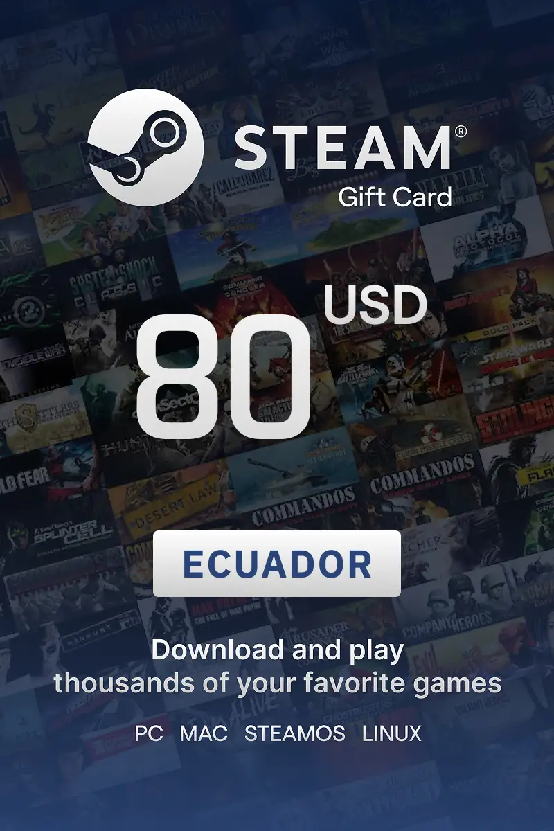 Steam Wallet 80 USD Gift Card (Ecuador) - Digital Key