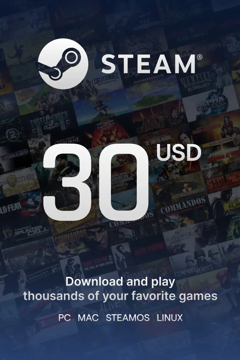 

Steam Wallet $30 USD Gift Card (US) - Digital Code