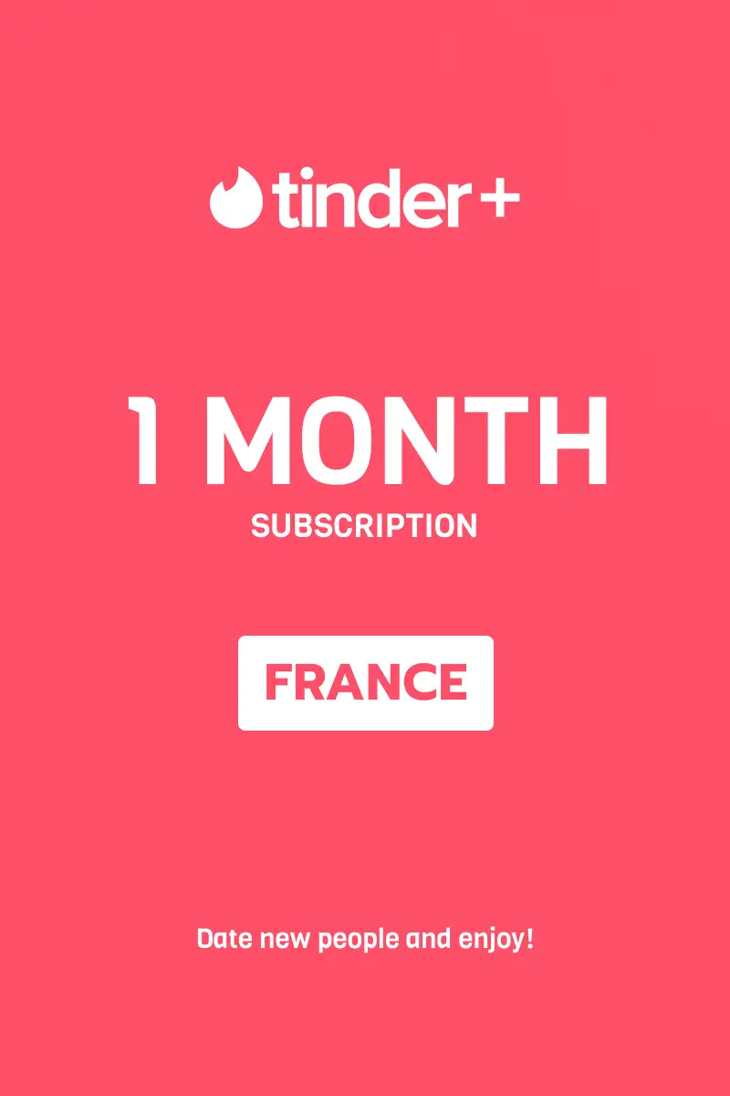 Tinder Plus - 1 Month Subscription (France) - Digital Key