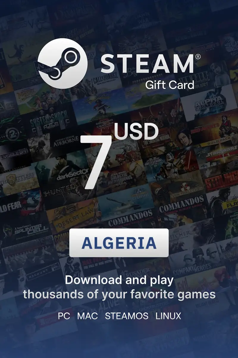 Steam Wallet 7 USD Gift Card (Algeria) - Digital Key