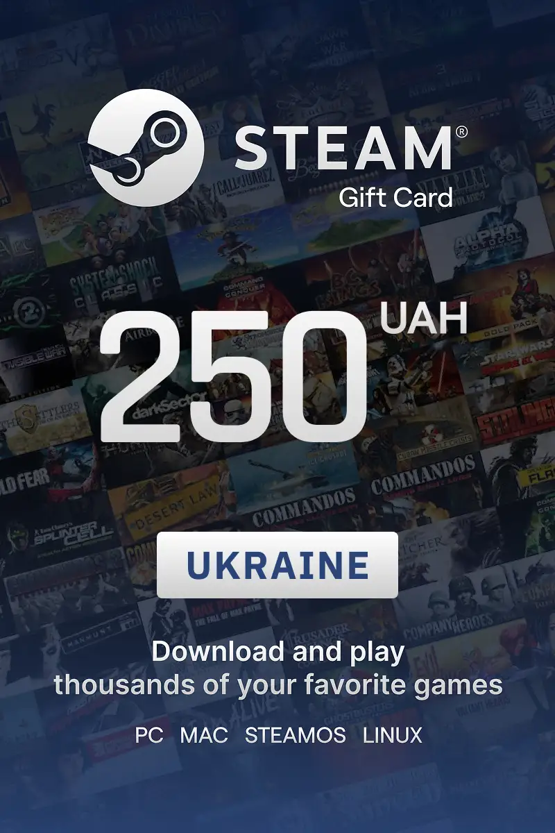 Steam Wallet 250 UAH Gift Card (Ukraine) - Digital Key