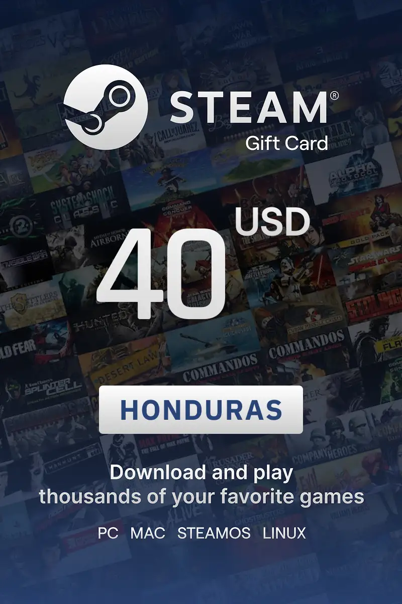 Steam Wallet 40 USD Gift Card (Honduras) - Digital Key