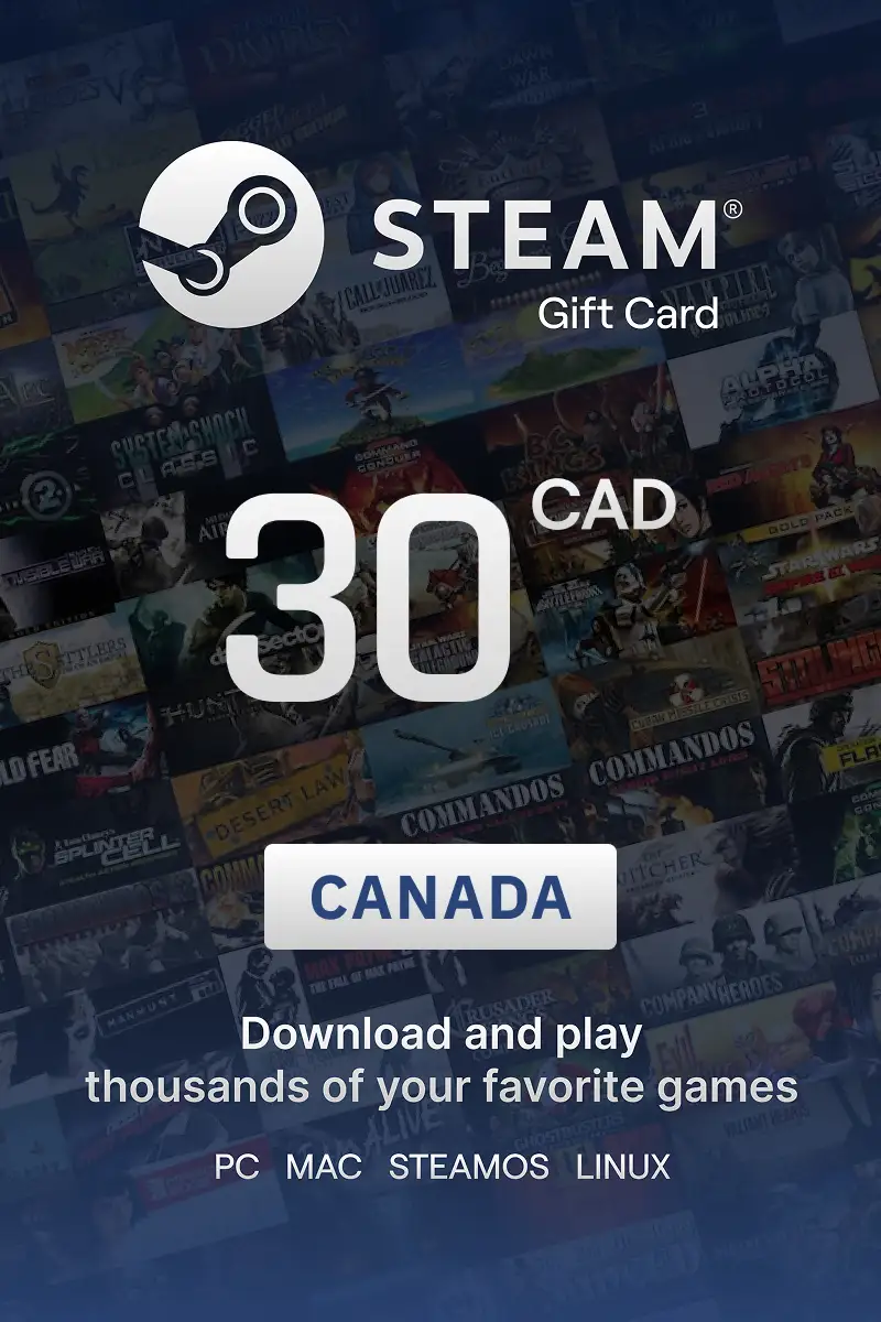 Steam Wallet 30 CAD Gift Card (Canada) - Digital Key