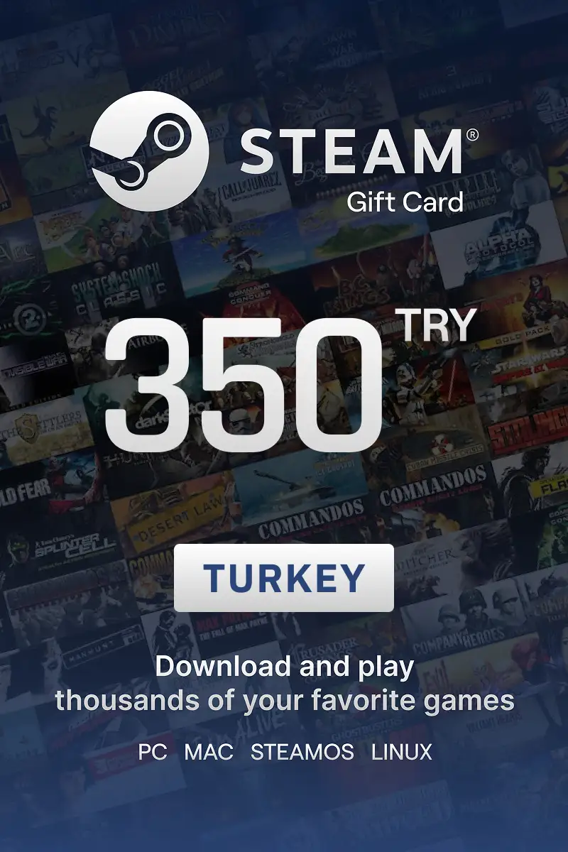 Steam Wallet 350 TRY Gift Card (Turkey) - Digital key