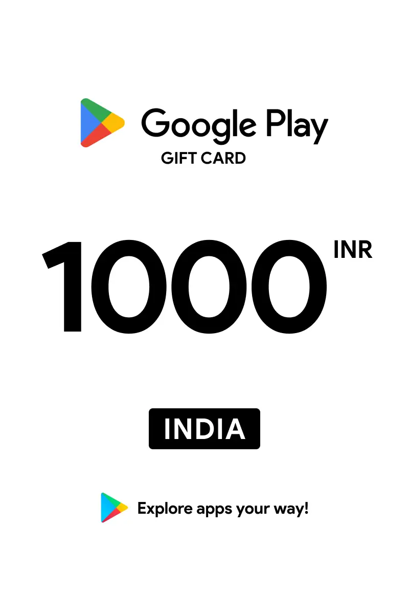 Google Play 1000 INR Gift Card (India) - Digital Key