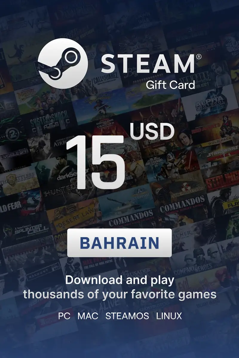 Steam Wallet 15 USD Gift Card (Bahrain) - Digital Key afbeelding 1