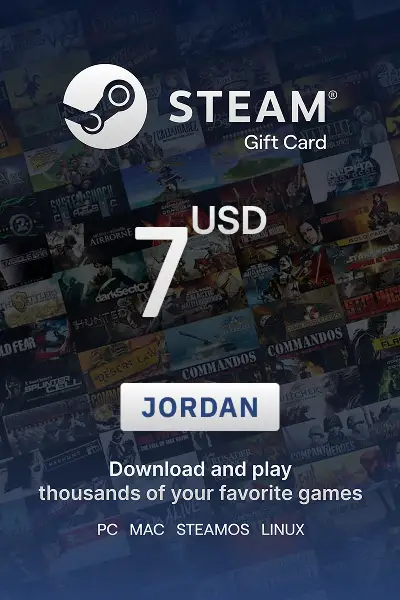 Steam Wallet 7 USD Gift card (Jordan) - Digital Key