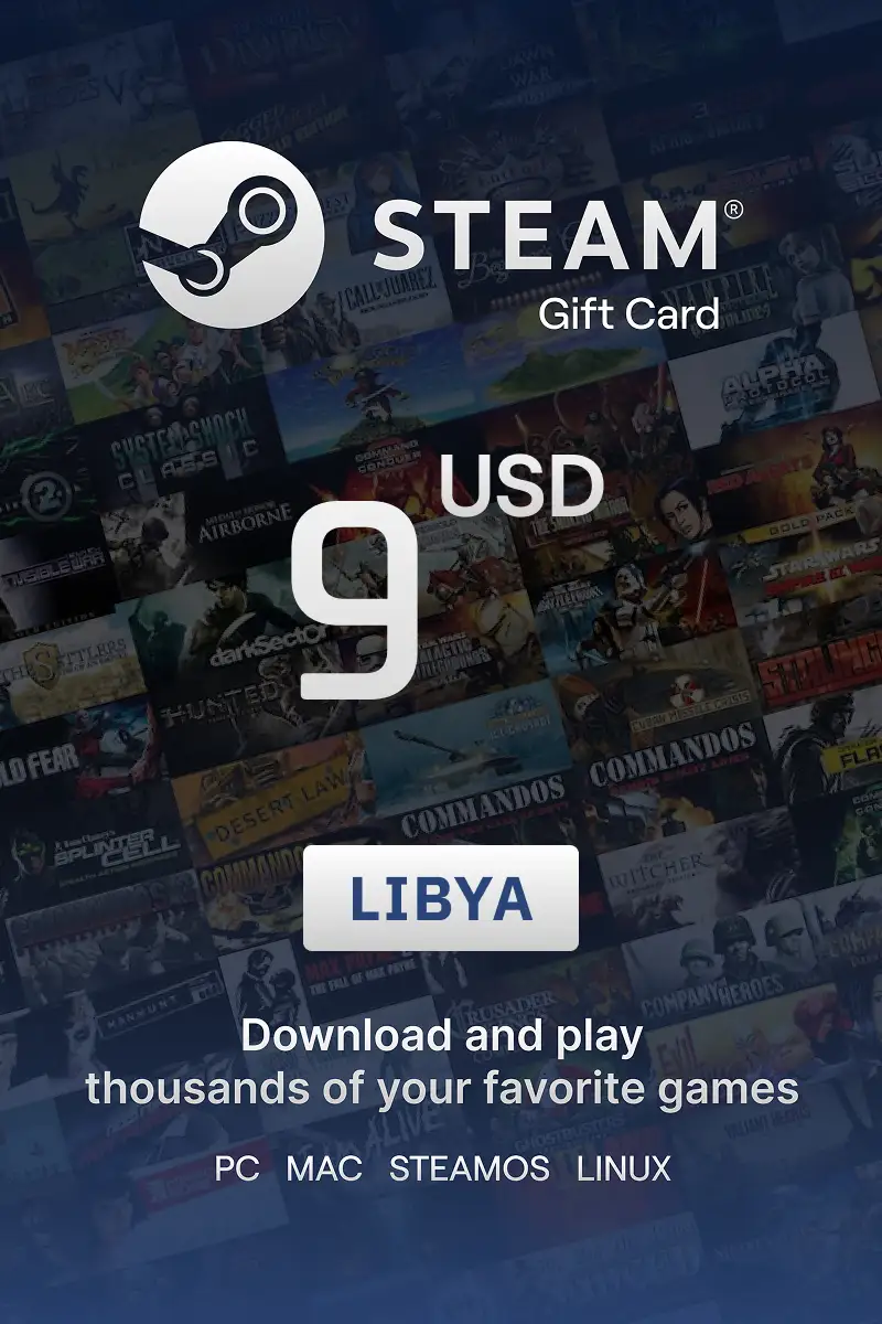 Steam Wallet 9 USD Gift Card (Libya) - Digital Key