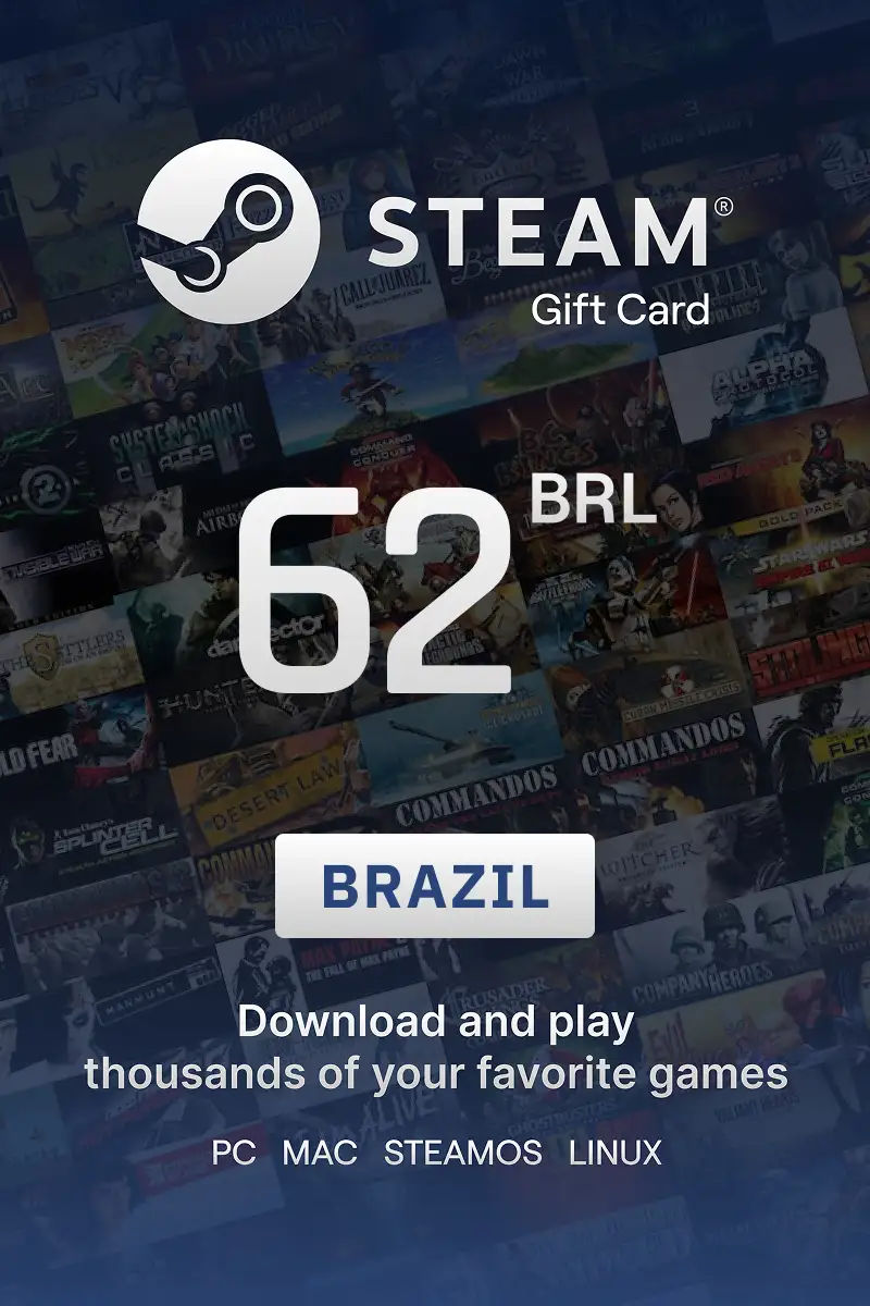 Steam Wallet 62 BRL Gift Card (Brazil) - Digital Key