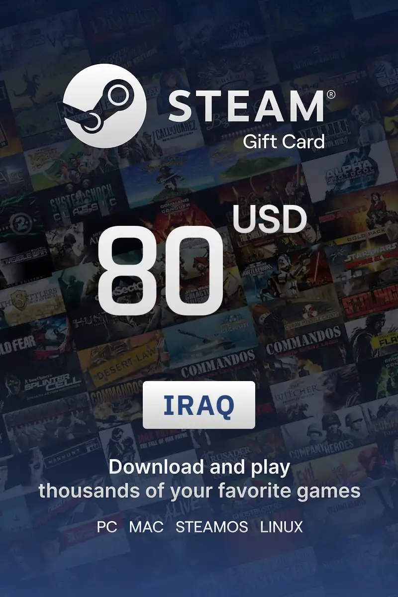Steam Wallet 80 USD Gift card (Iraq) - Digital Key