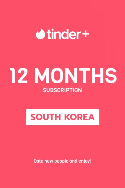 Tinder Plus - 12 Months Subscription (South Korea) - Digital Key